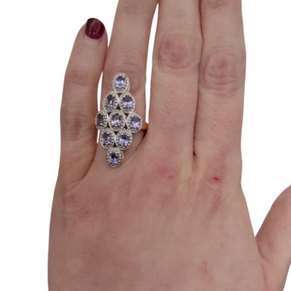 JTV Wrapped In Gold Blue Tanzanite 18k Yellow Gold Over Sterling Silver Ring - Picture 3 of 8